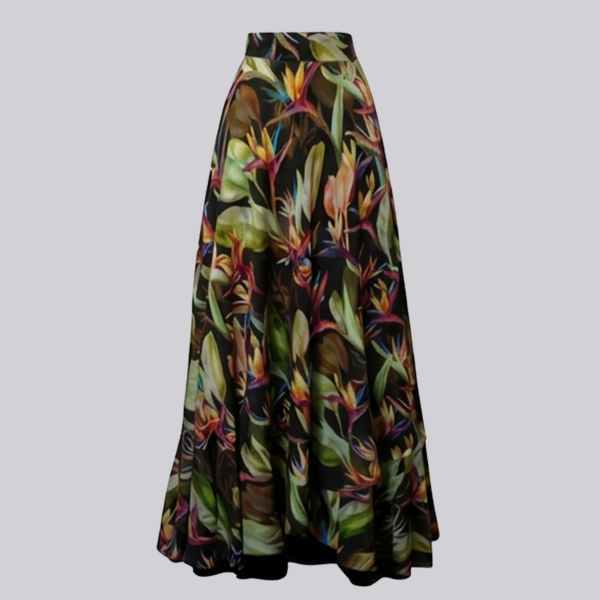 Tropical Midnight High-Waist Full Circle Maxi Skirt